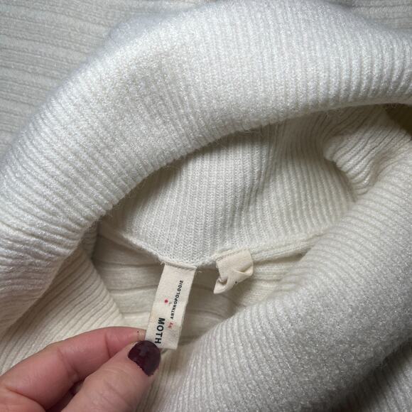 MOTH by Anthropologie Cream Ribbed Cowl Neck Sweater Size Small - Picture 4 of 6